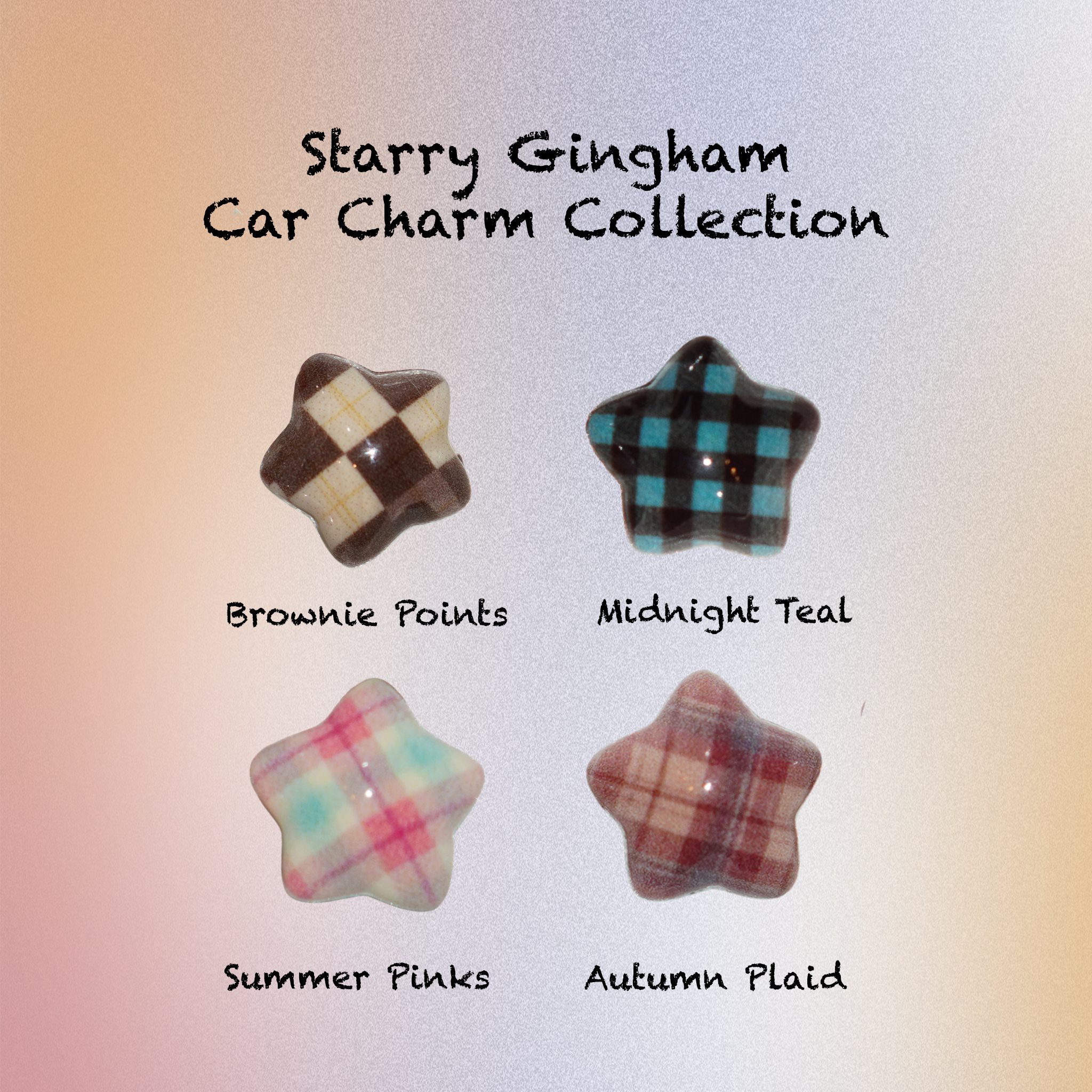 Starry Gingham Car Charm - Brownie Points