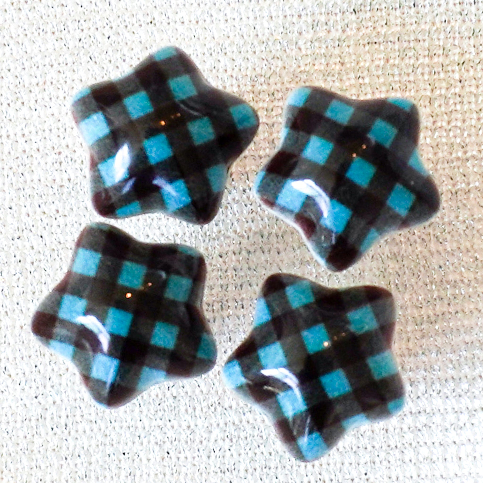 Starry Gingham Car Charm - Midnight Teal