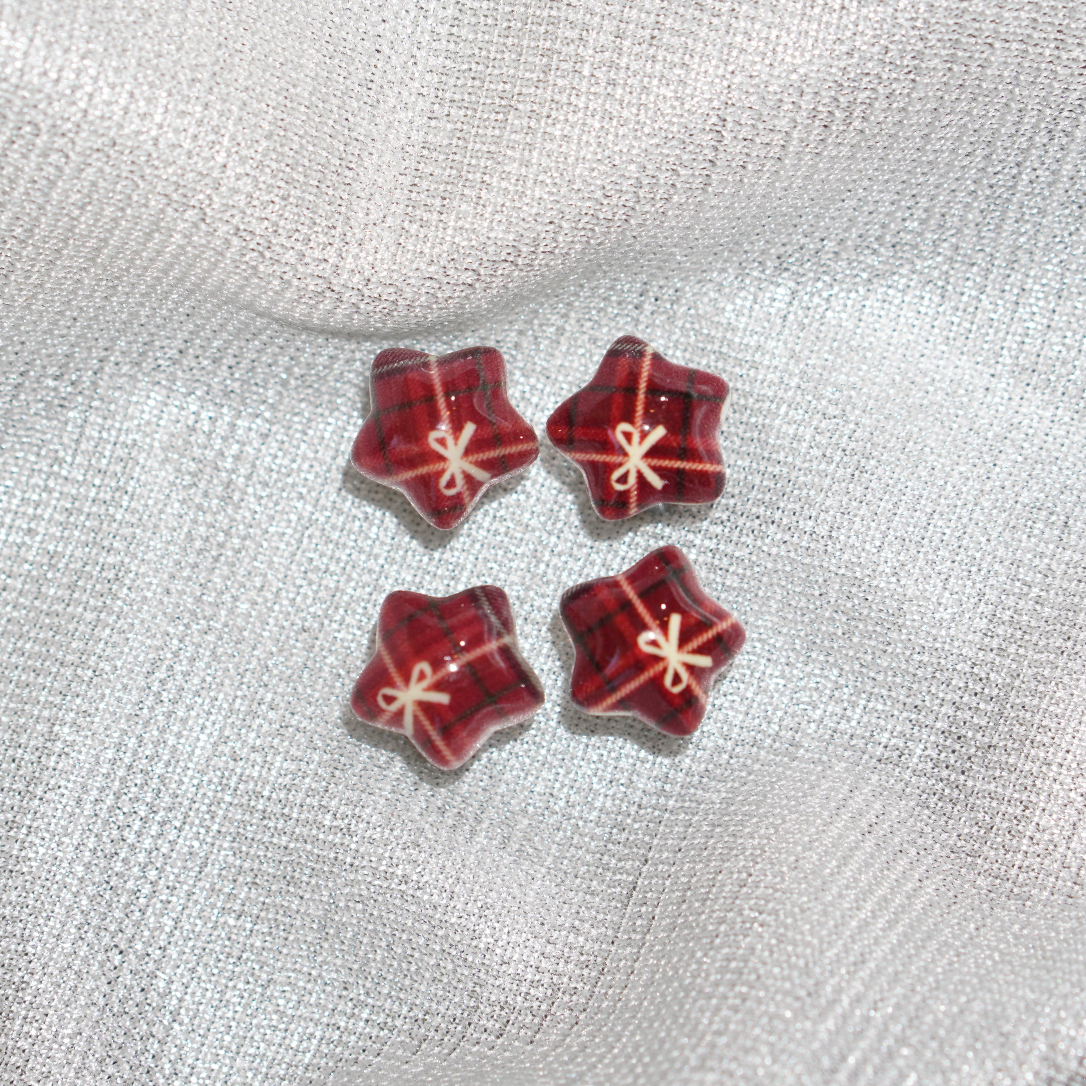 Starry Gingham Car Charm - Gifted Red