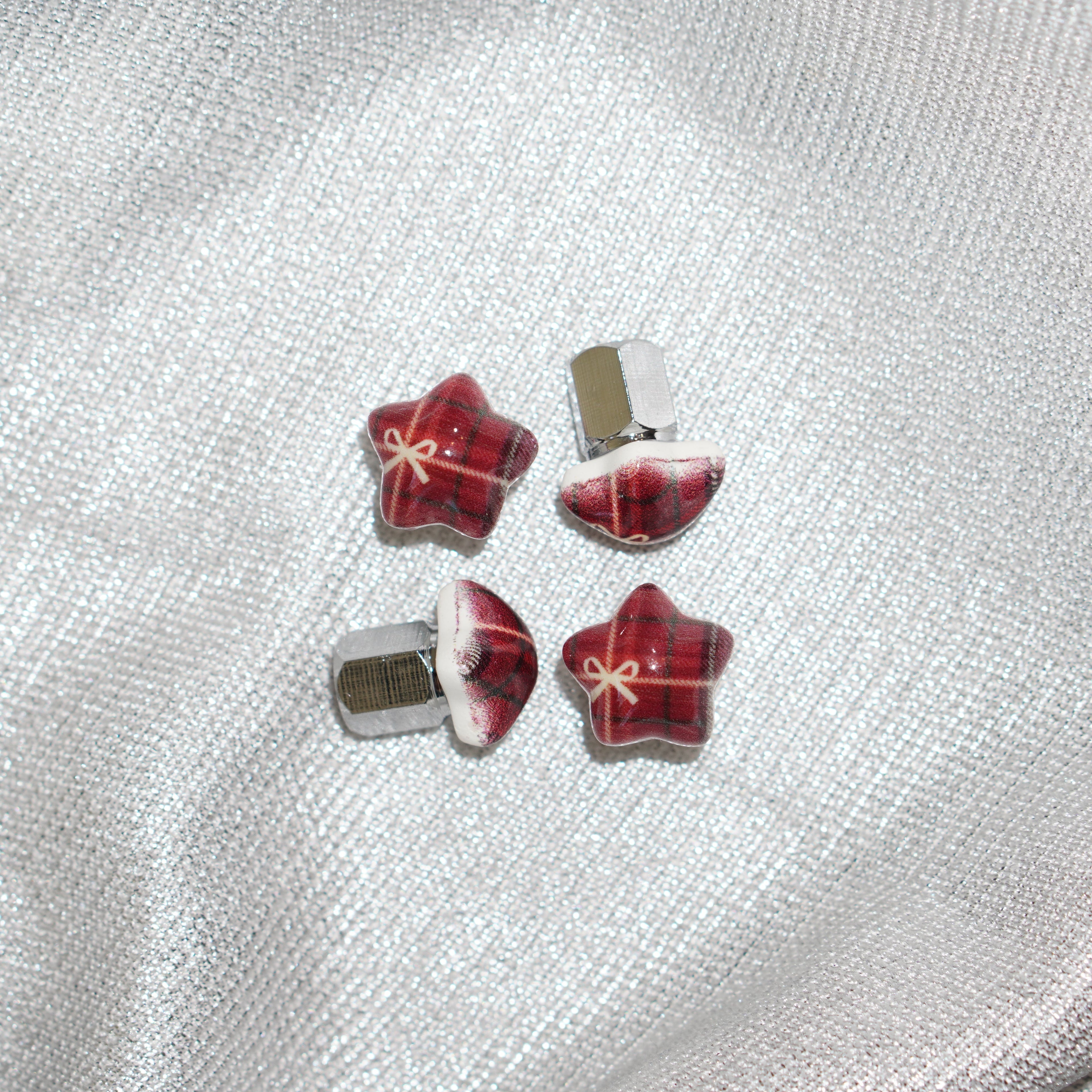 Starry Gingham Car Charm - Gifted Red